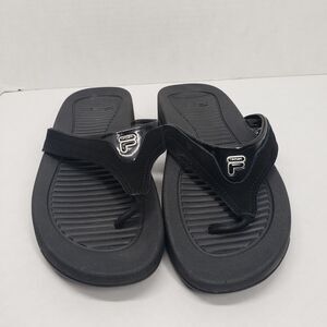 Fila Flip Flop Sandals Women 10 Black Chunky Casual Vacation Walk-N-Sculpt Beach